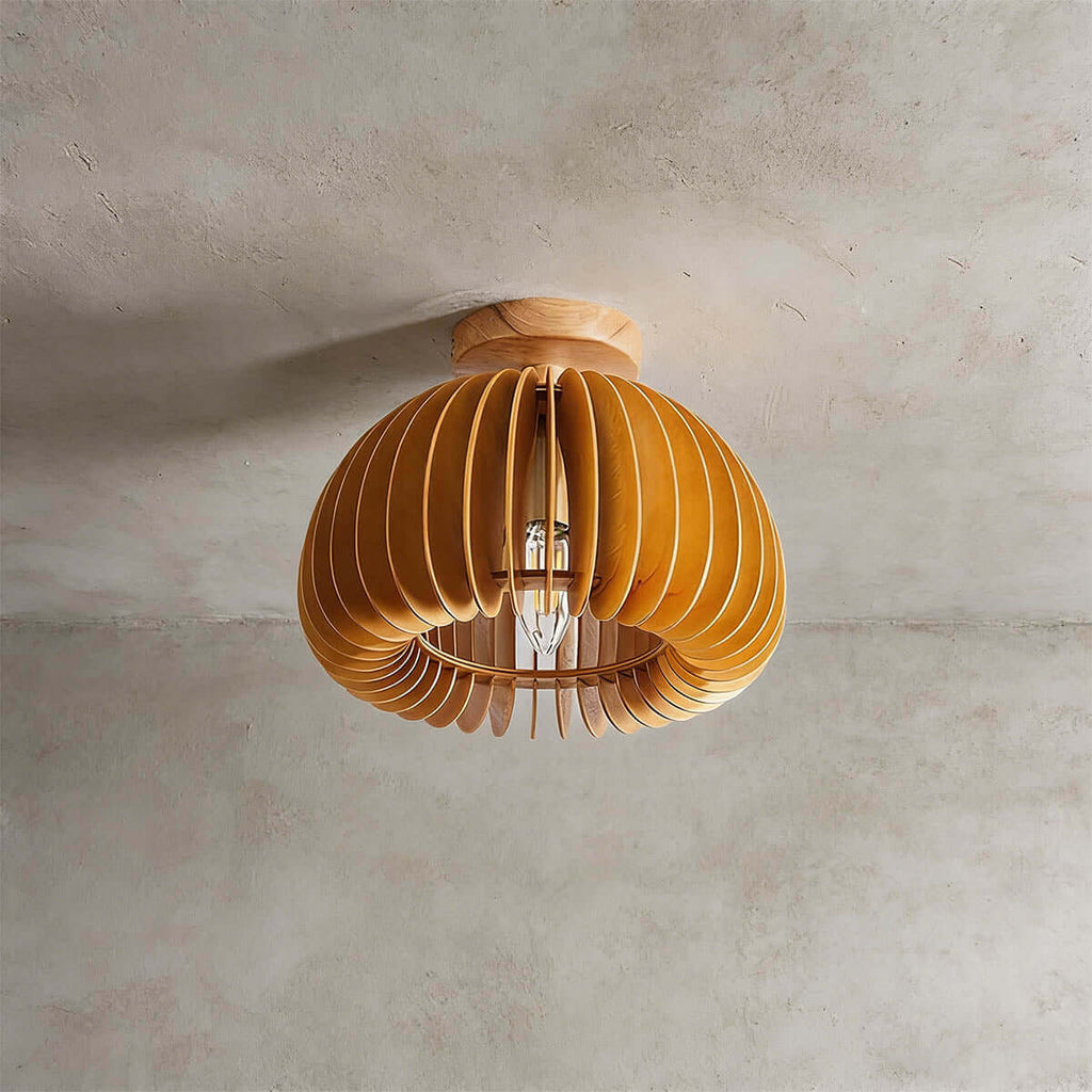 Toravi Wood Ceiling Light | Scandinavian Flush Mount 5-Size Design