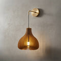 Toravi A Wood & Brass Wall Sconce | Round Bedside Accent Light