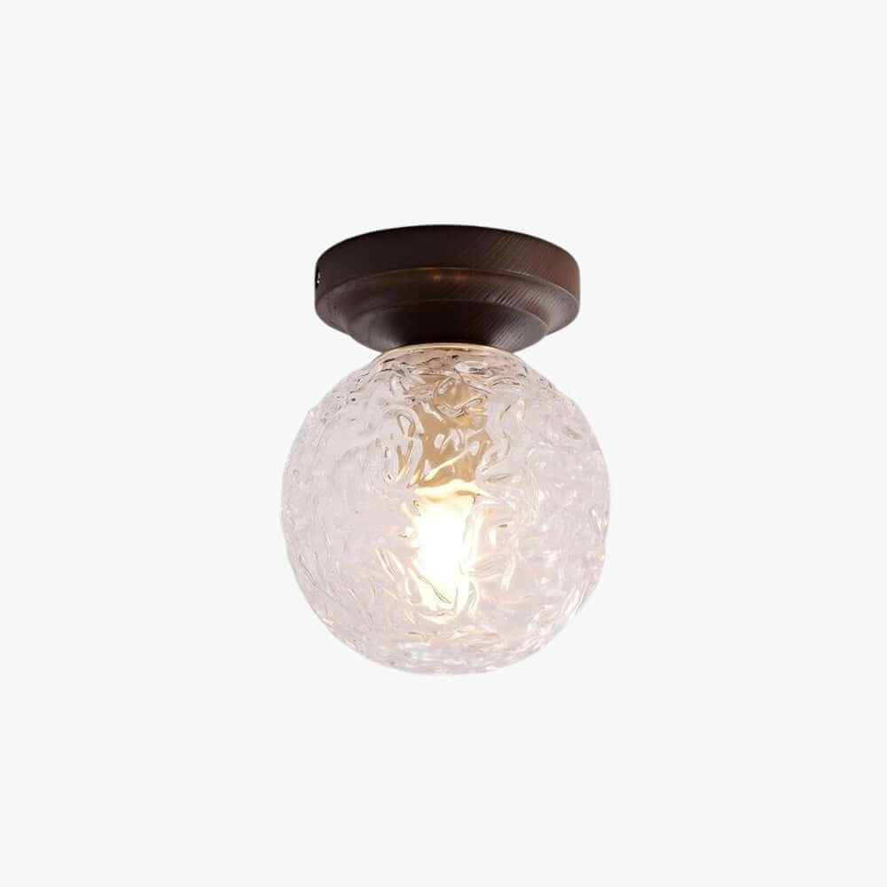 Toremi Glass & Wood Ceiling Lamp | Small Room Flush Mount Design