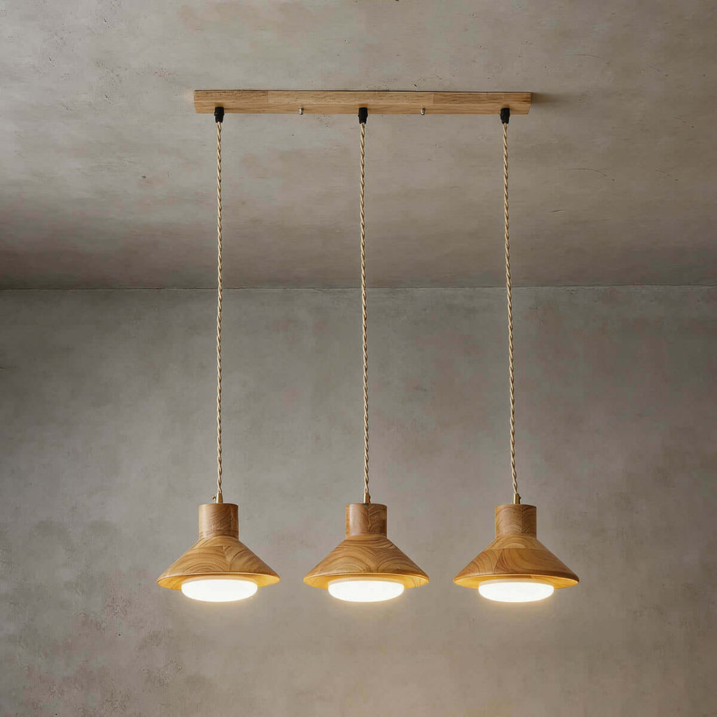 Treva Wood Pendant Lamp | Single or 3-Light Bar Kitchen Island Light