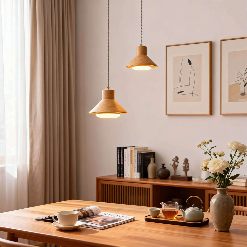 Treva Wood Pendant Lamp | Single or 3-Light Bar Kitchen Island Light