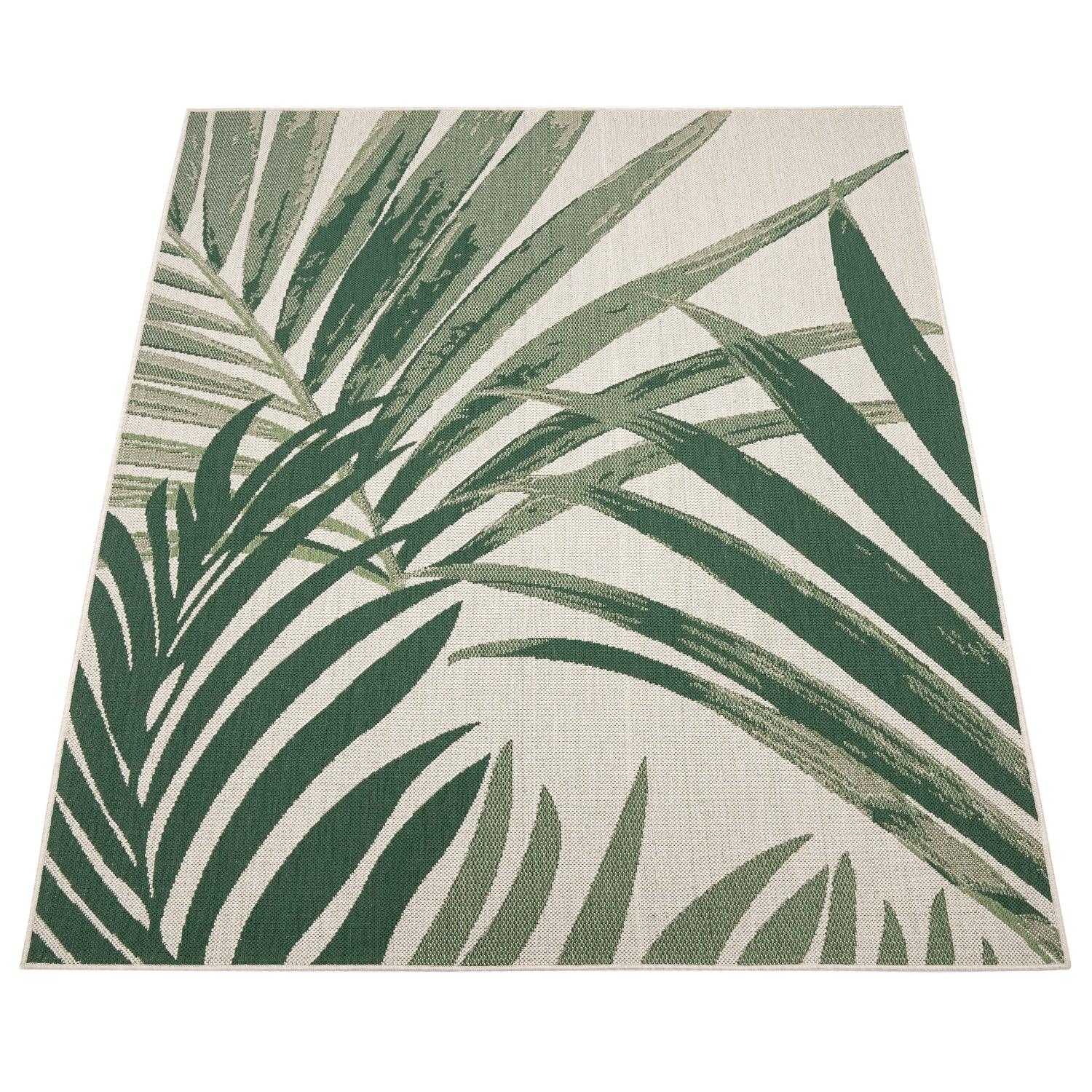 Ostende Palm Trees Outdoor Rug | Waterproof Tropical Green & Beige Design