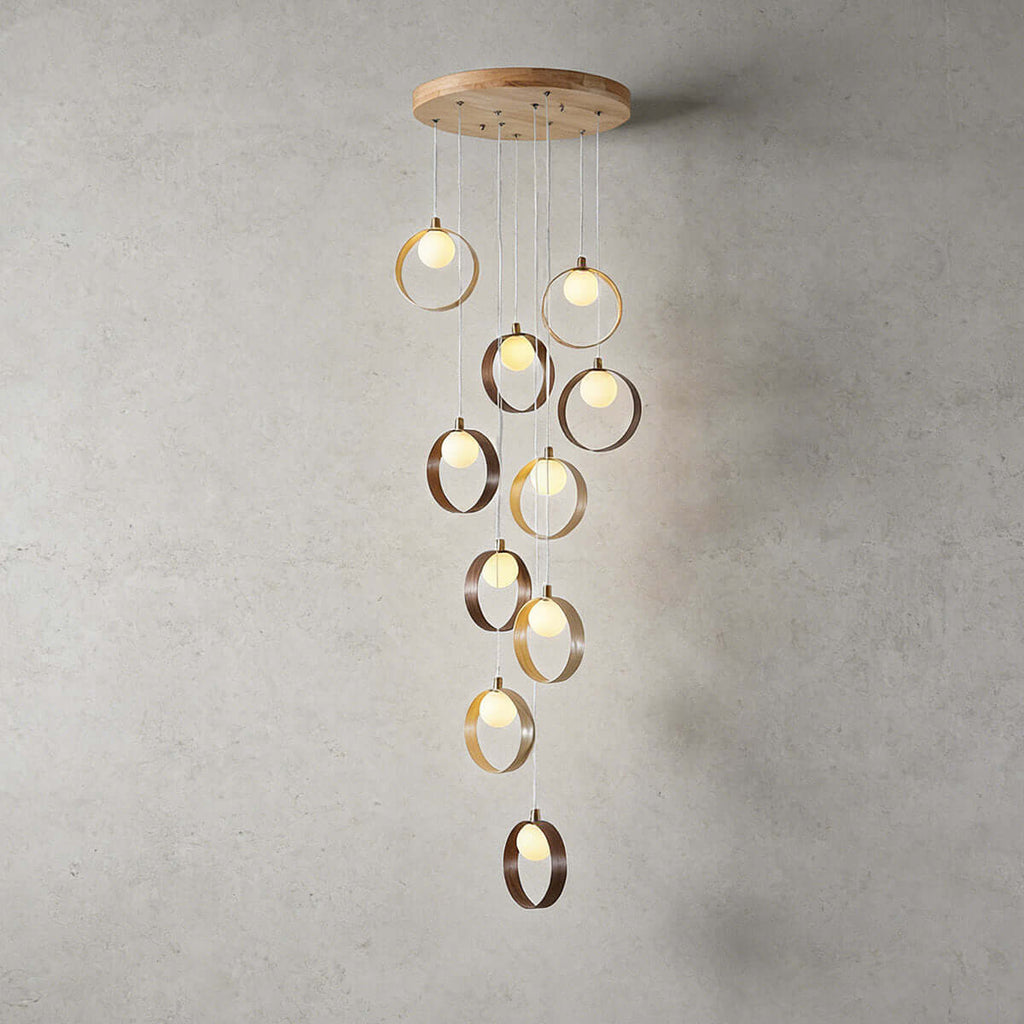 Vesani 10-Light Wood Chandelier | Staircase High Ceiling Statement Light