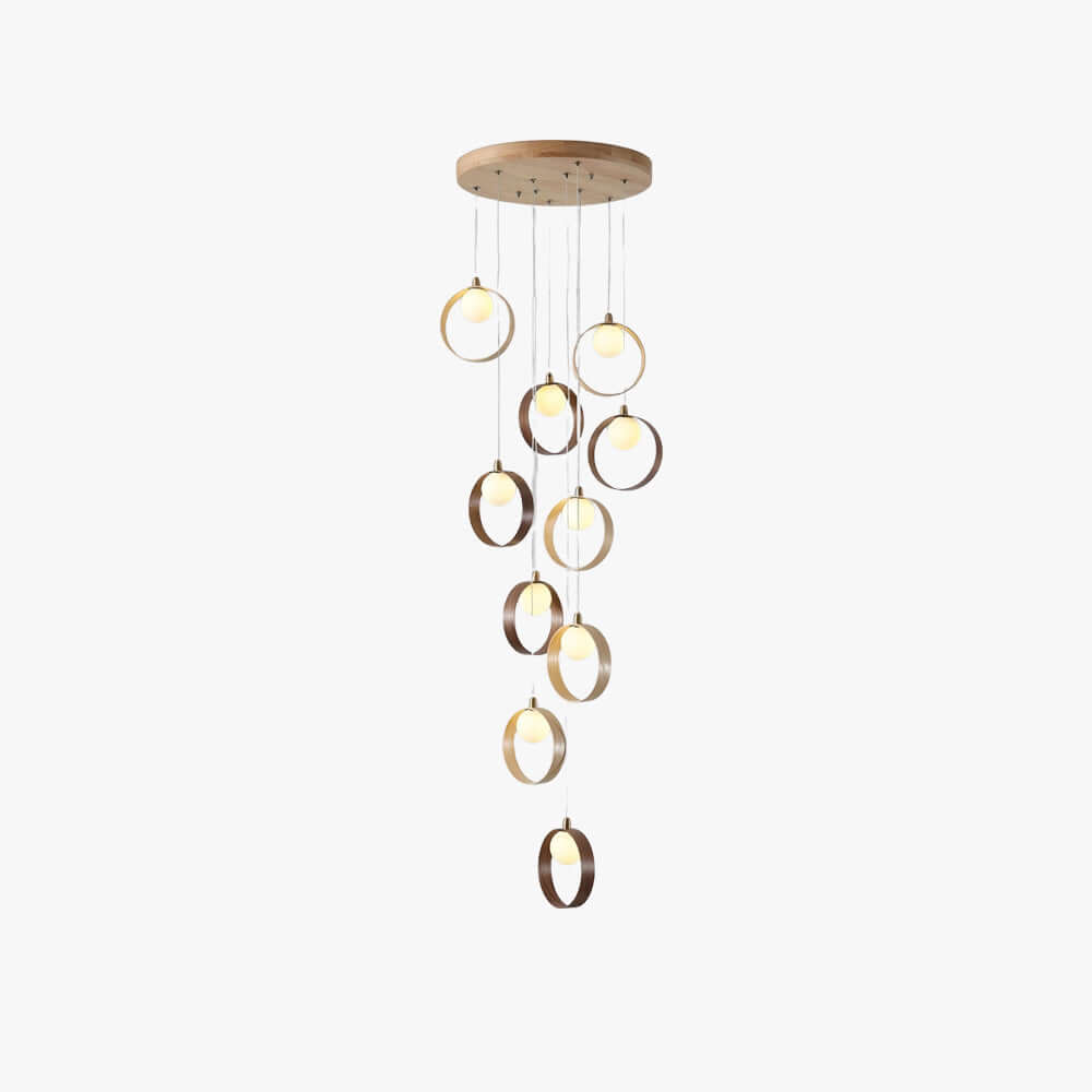 Vesani 10-Light Wood Chandelier | Staircase High Ceiling Statement Light
