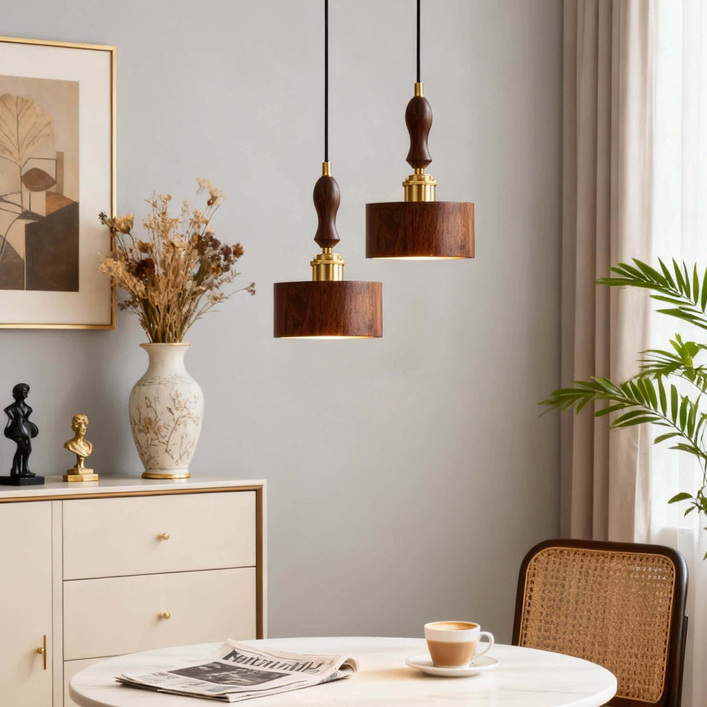Virelo Wood Pendant Lamp | Japandi Slender Hanging Bedside Light