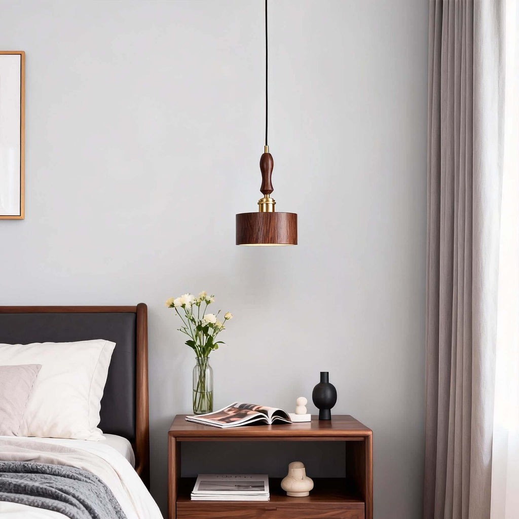 Virelo Wood Pendant Lamp | Japandi Slender Hanging Bedside Light