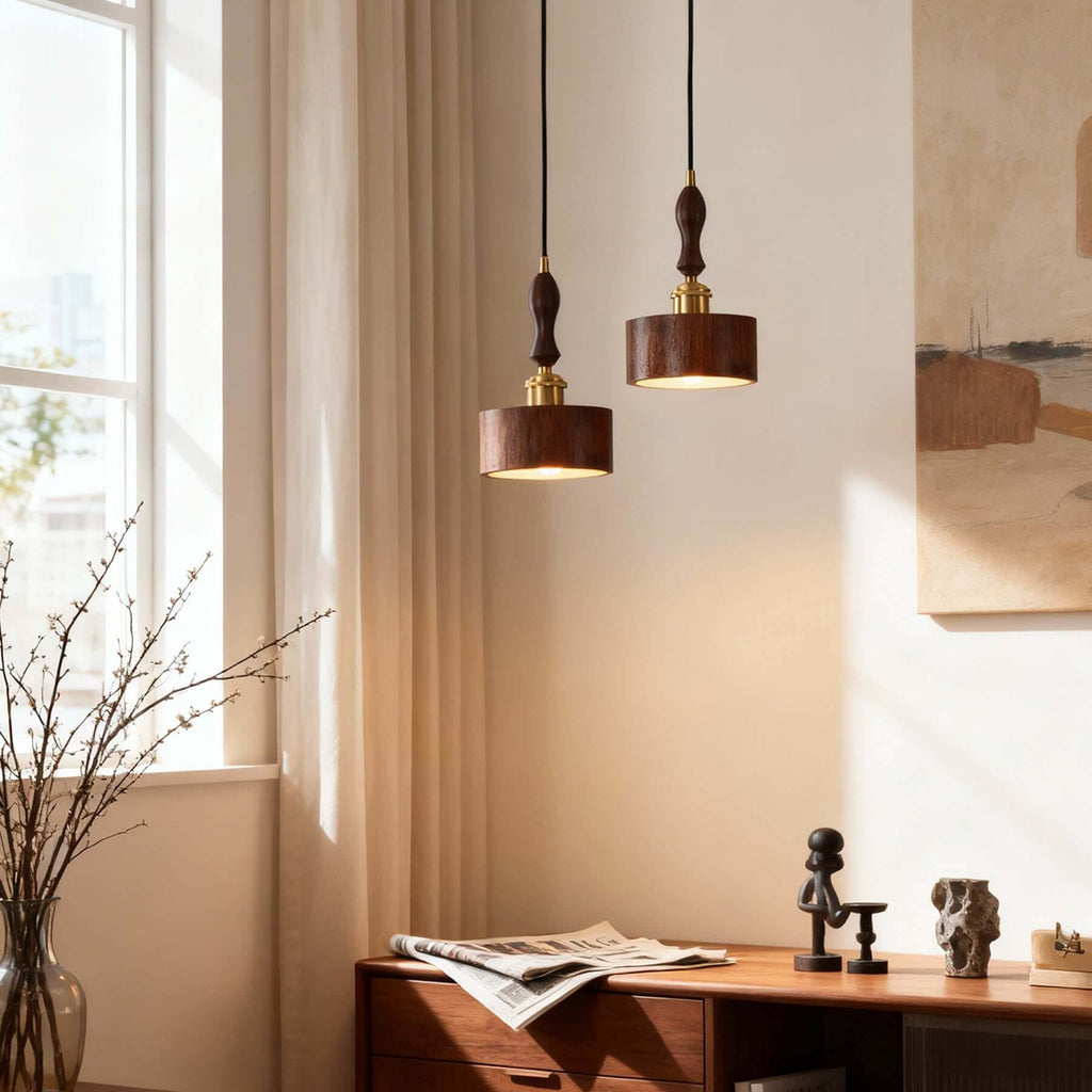 Virelo Wood Pendant Lamp | Japandi Slender Hanging Bedside Light
