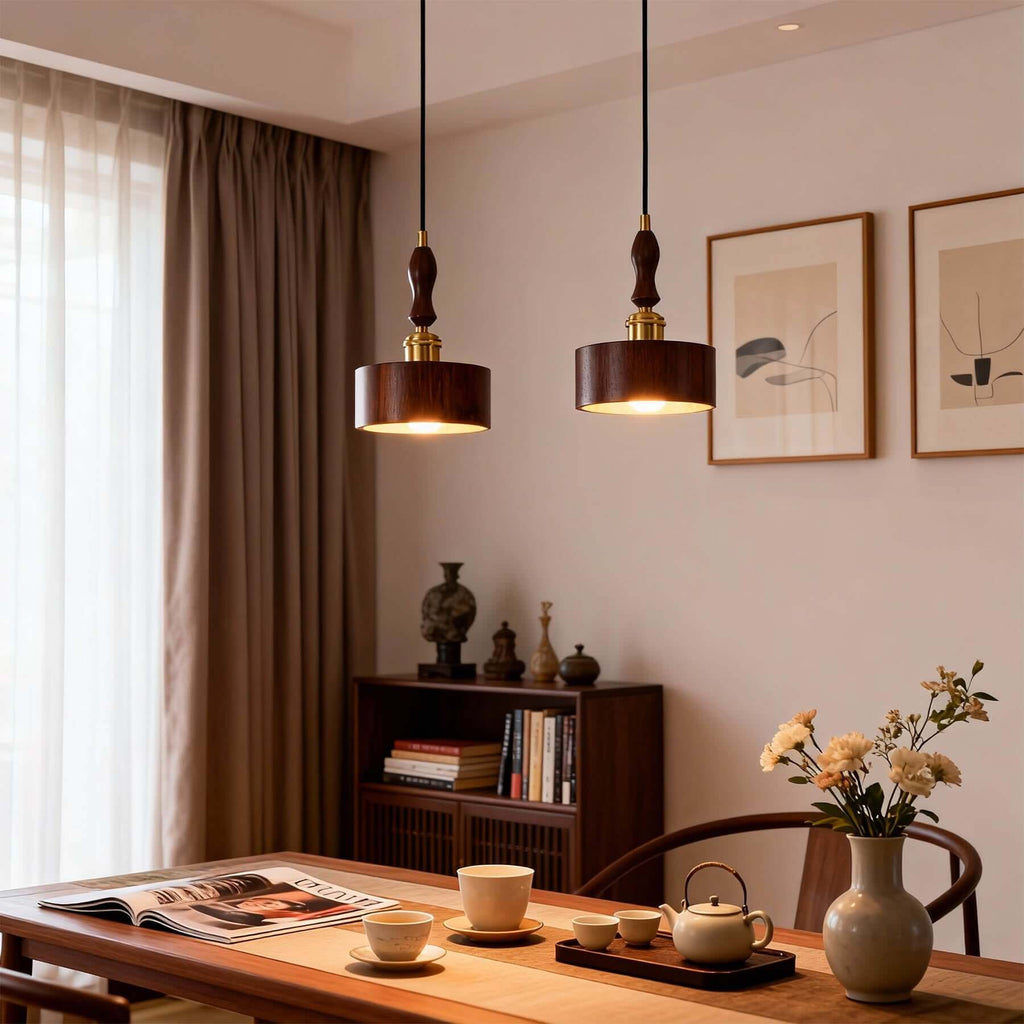 Virelo Wood Pendant Lamp | Japandi Slender Hanging Bedside Light