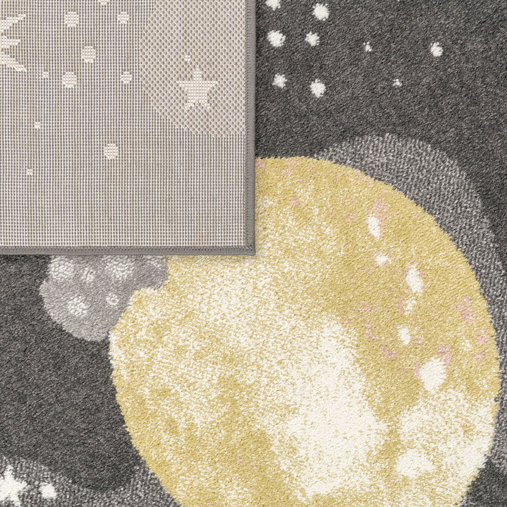 Nino Space Kids Rug | Pastel Planets & Stars Anthracite Design