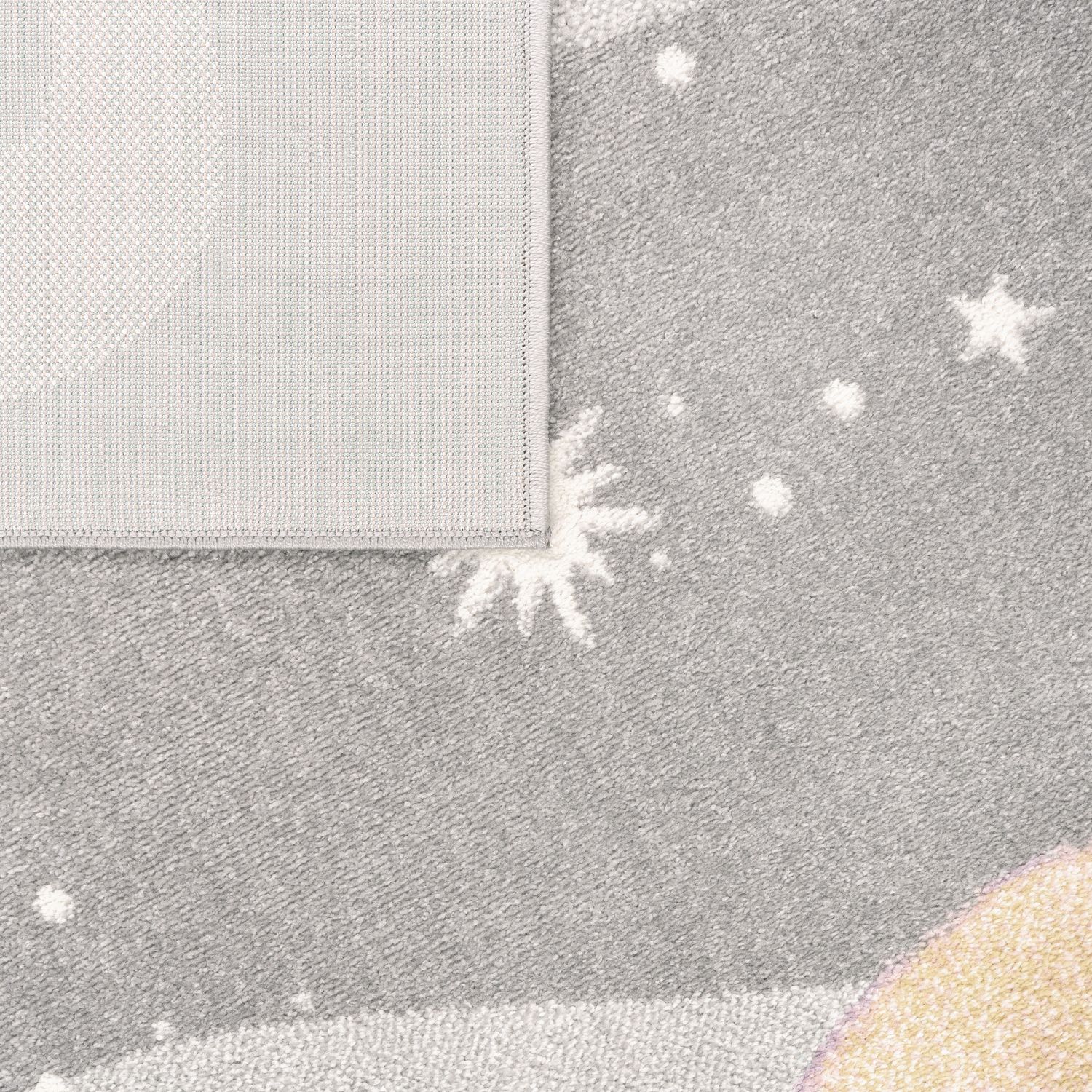 Nino Space Kids Rug | Pastel Planets & Stars Grey Design