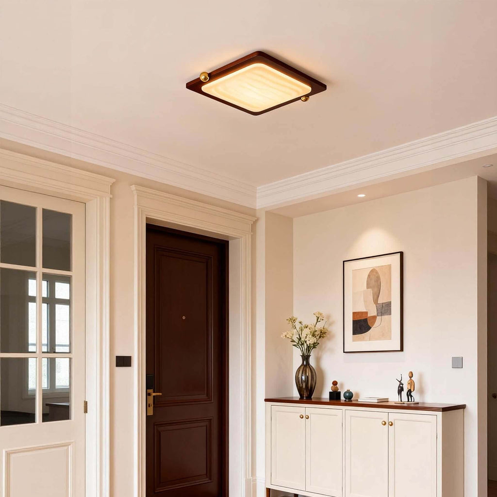 Wevre Square Ceiling Light | Acrylic & Wood Flush Mount LED Design