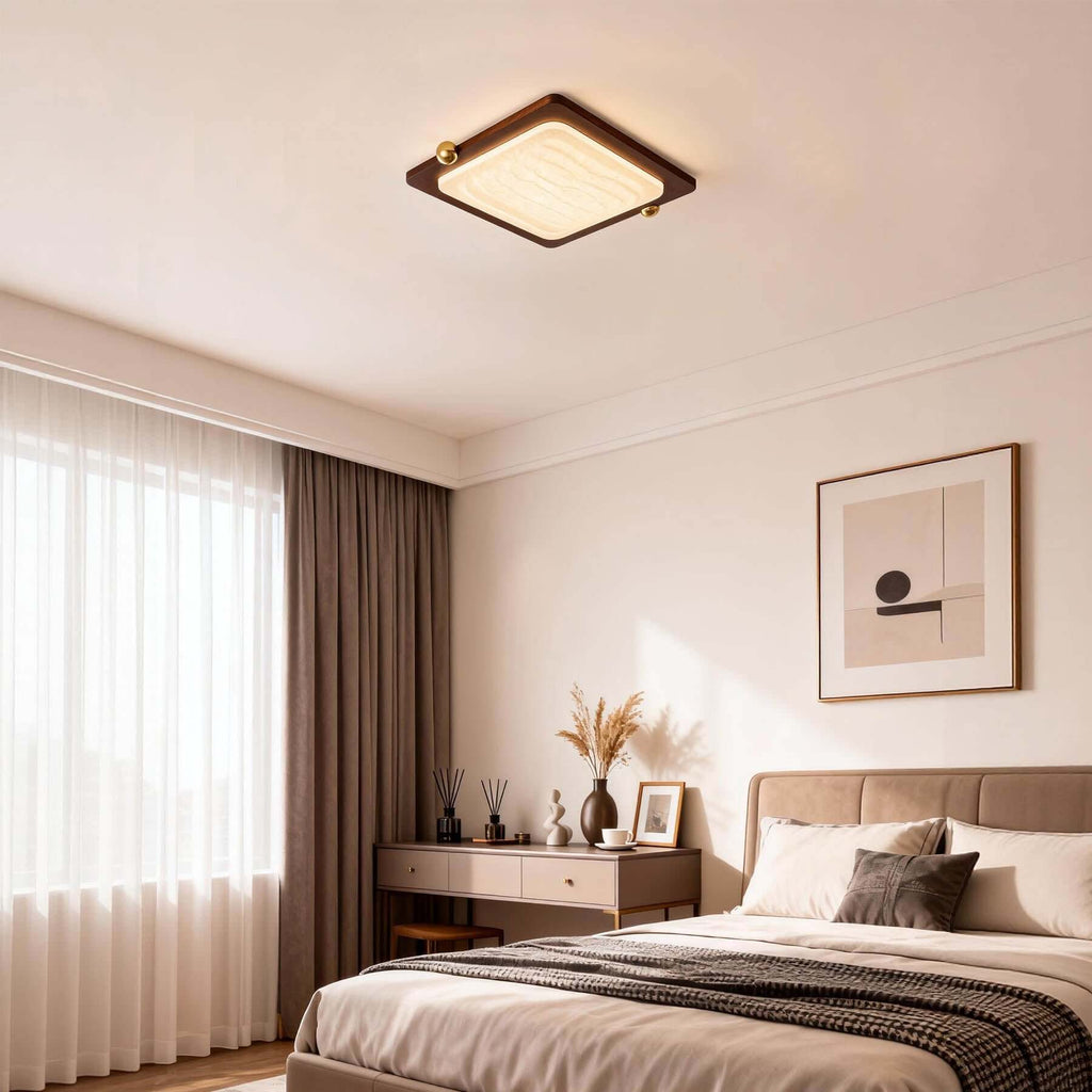 Wevre Square Ceiling Light | Acrylic & Wood Flush Mount LED Design