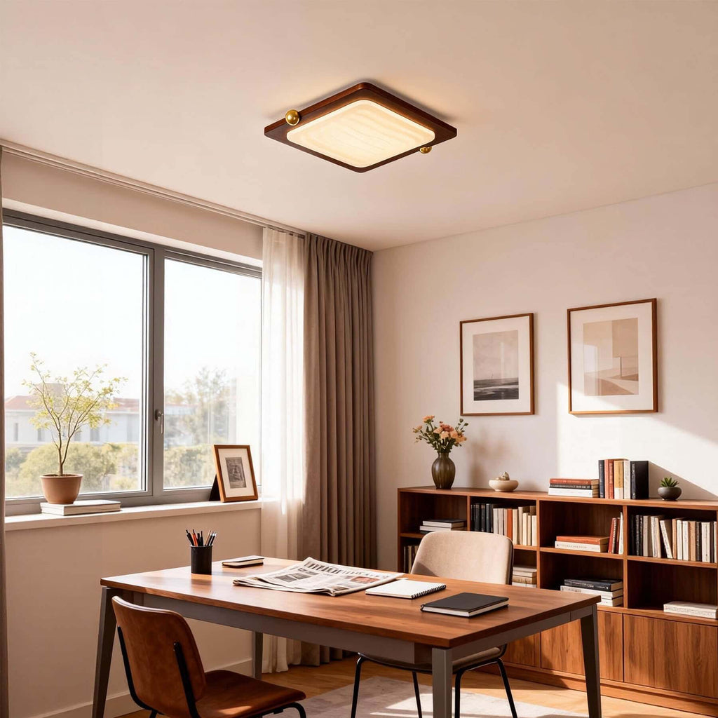 Wevre Square Ceiling Light | Acrylic & Wood Flush Mount LED Design