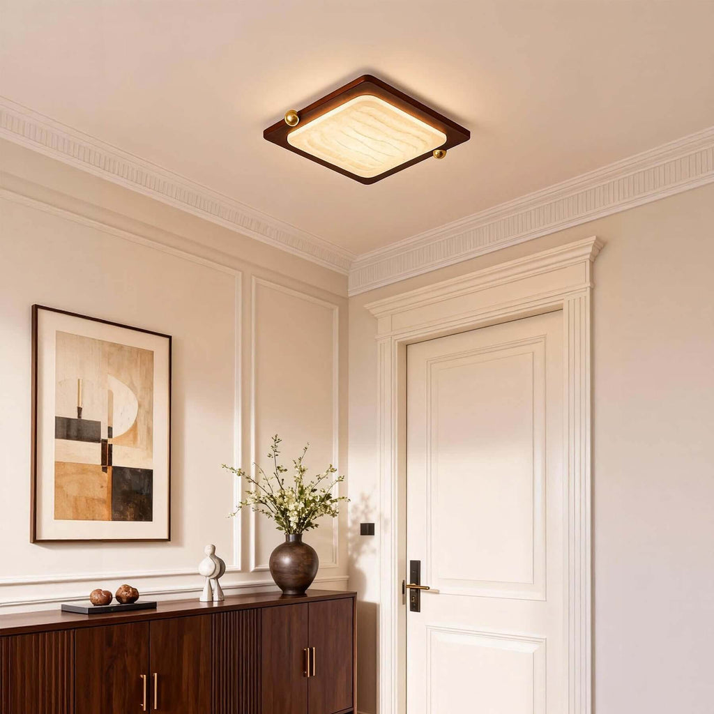 Wevre Square Ceiling Light | Acrylic & Wood Flush Mount LED Design