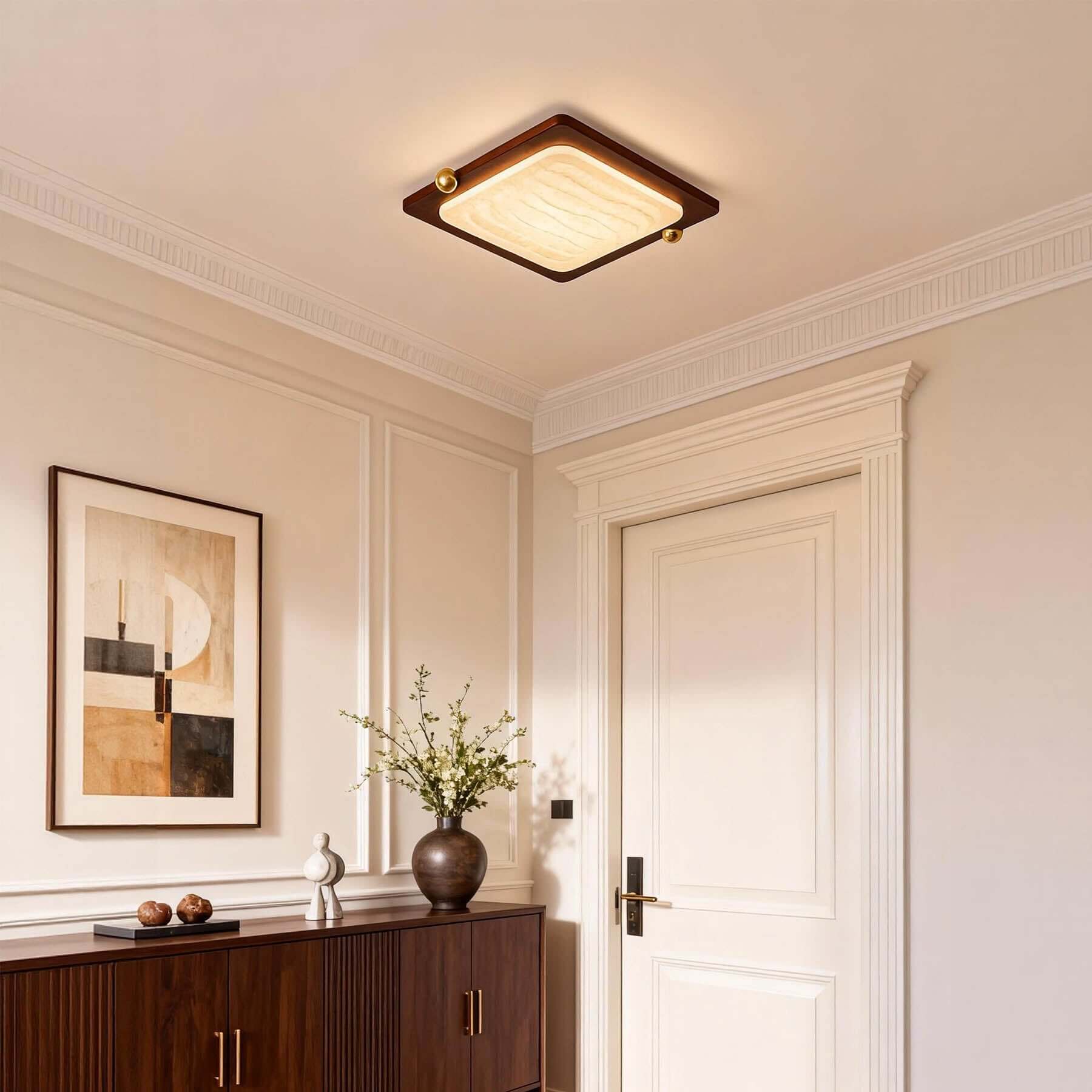 Wevre Square Ceiling Light | Acrylic & Wood Flush Mount LED Design