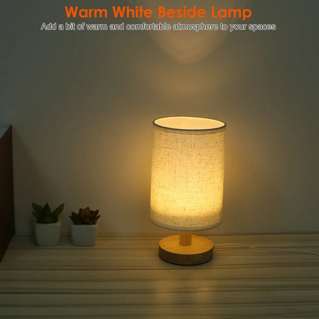 Wood & White Desk Lamp with Bamboo Base