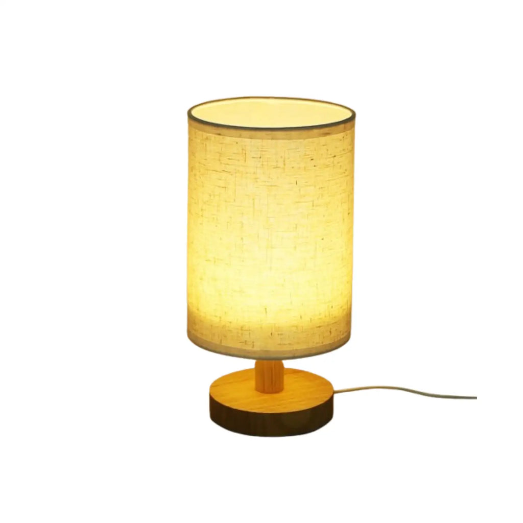 Wood & White Desk Lamp with Bamboo Base