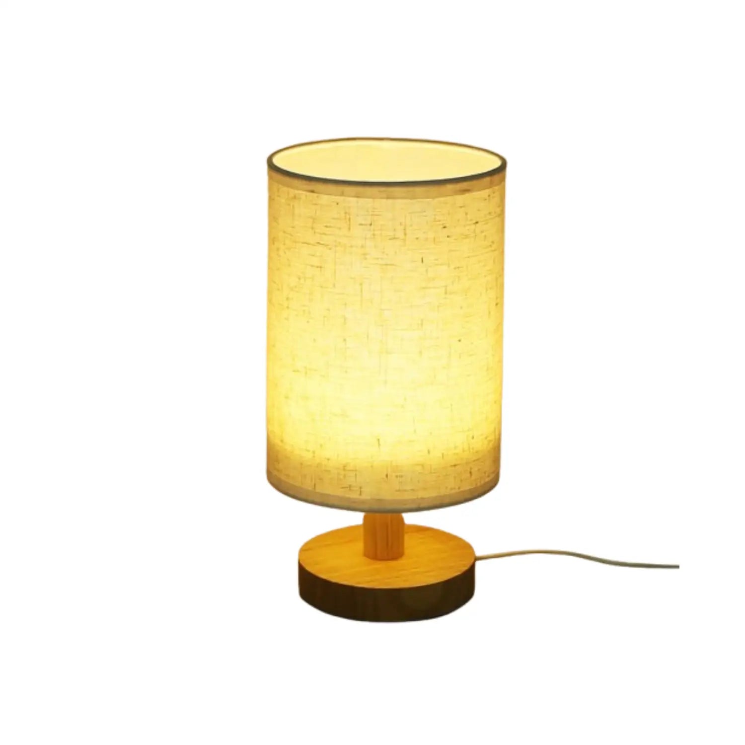 Wood & White Desk Lamp with Bamboo Base