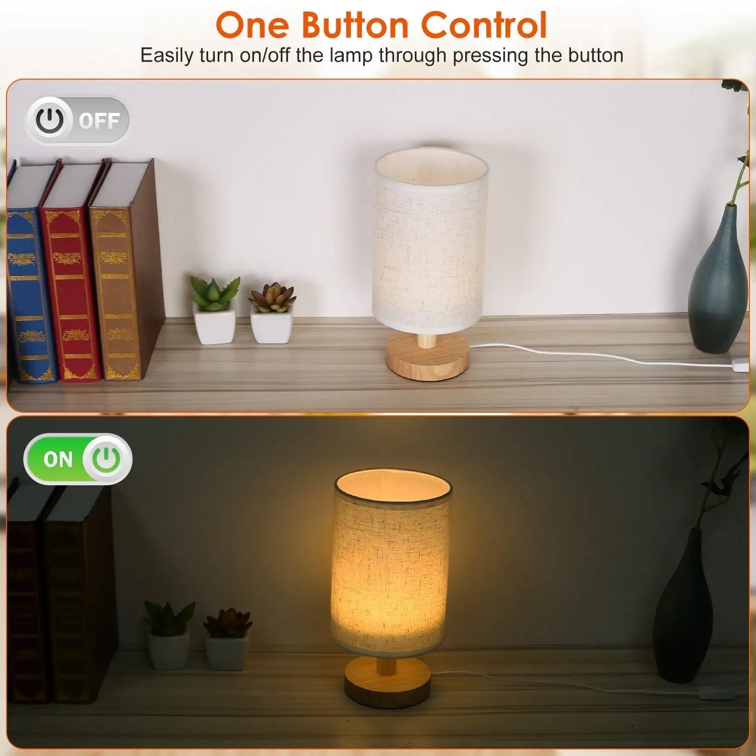 Wood & White Desk Lamp with Bamboo Base
