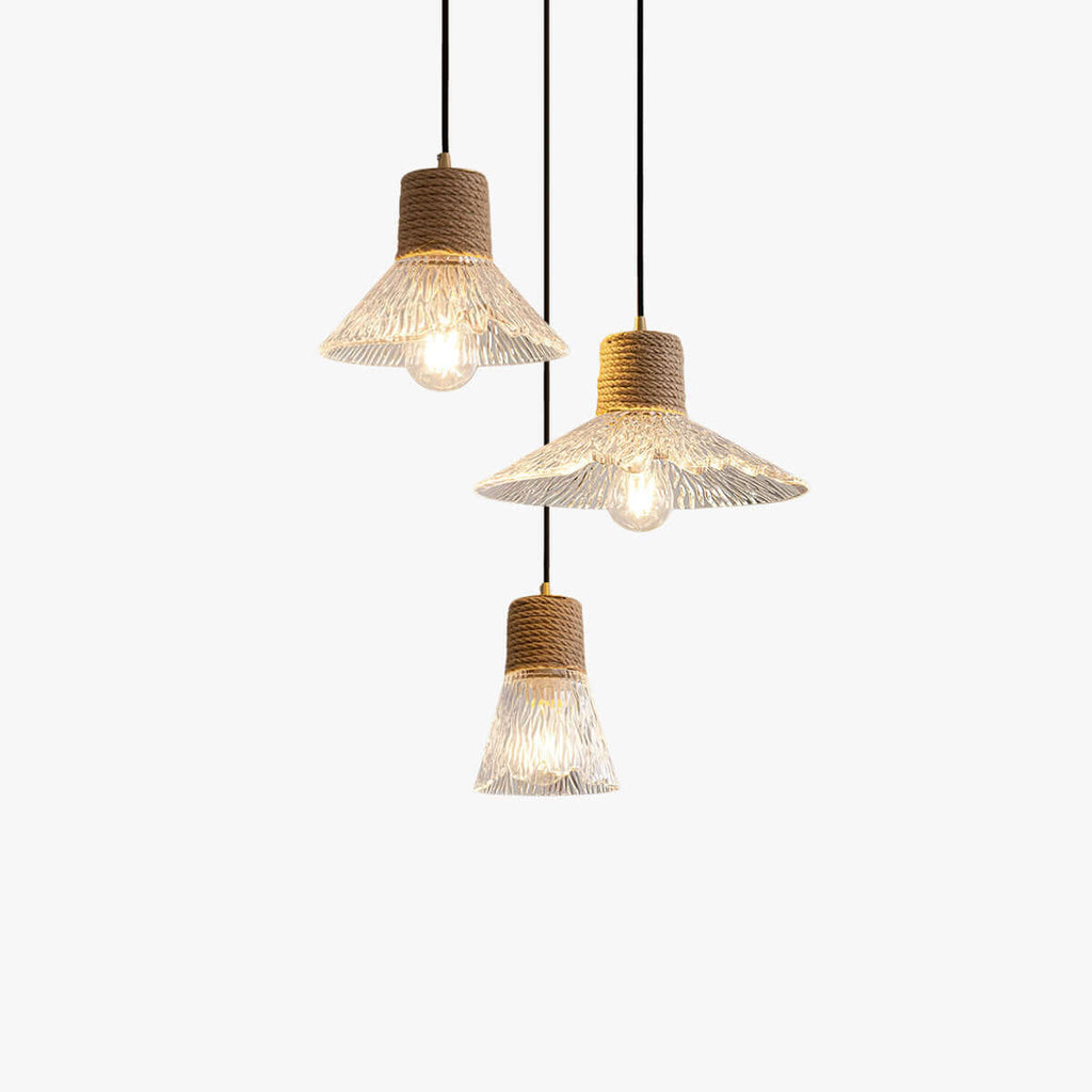 Xalivo Glass & Wood Pendant Lamp | Wabi-Sabi Multi-Model Hanging Light