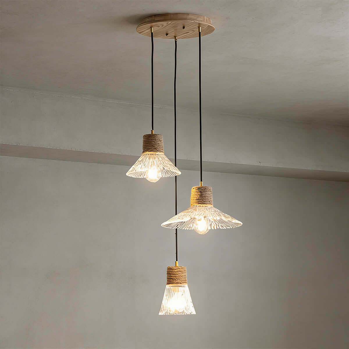 Xalivo Glass & Wood Pendant Lamp | Wabi-Sabi Multi-Model Hanging Light