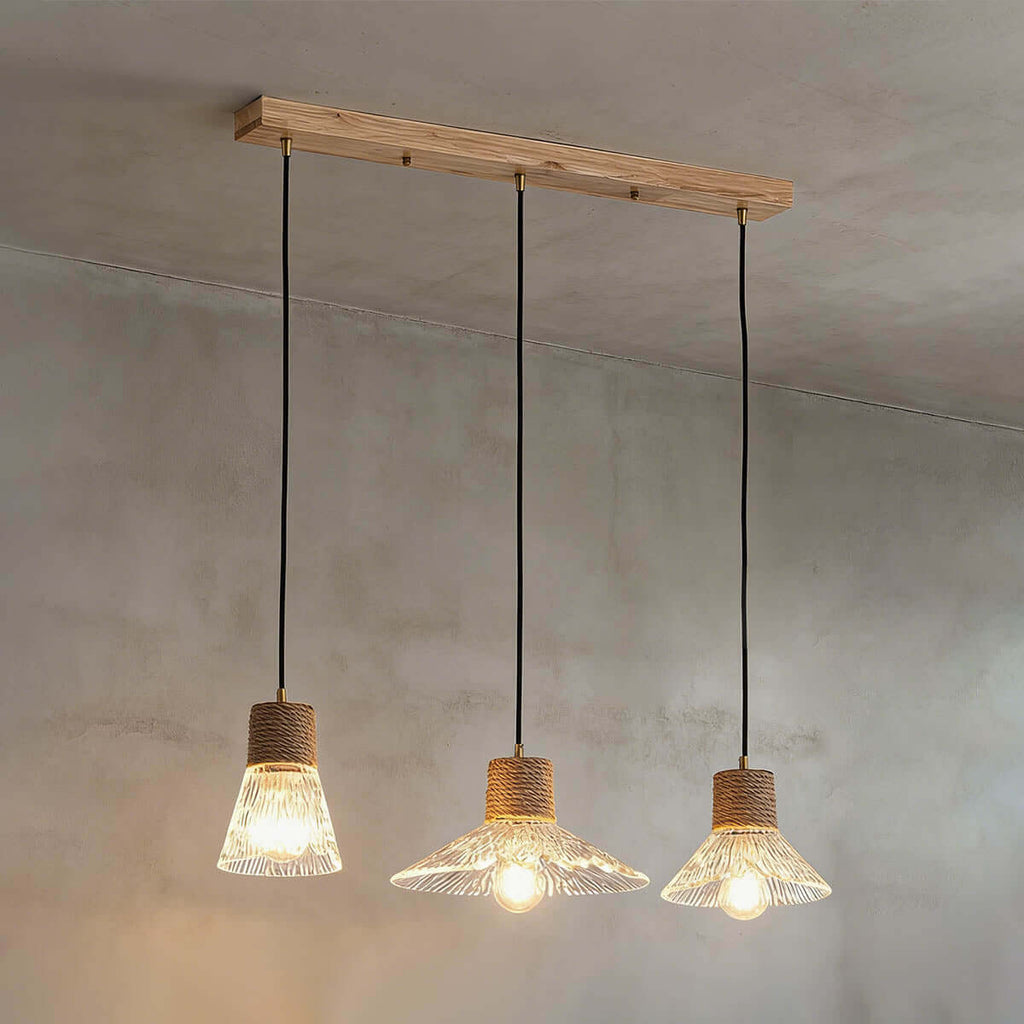 Xalivo Glass & Wood Pendant Lamp | Wabi-Sabi Multi-Model Hanging Light