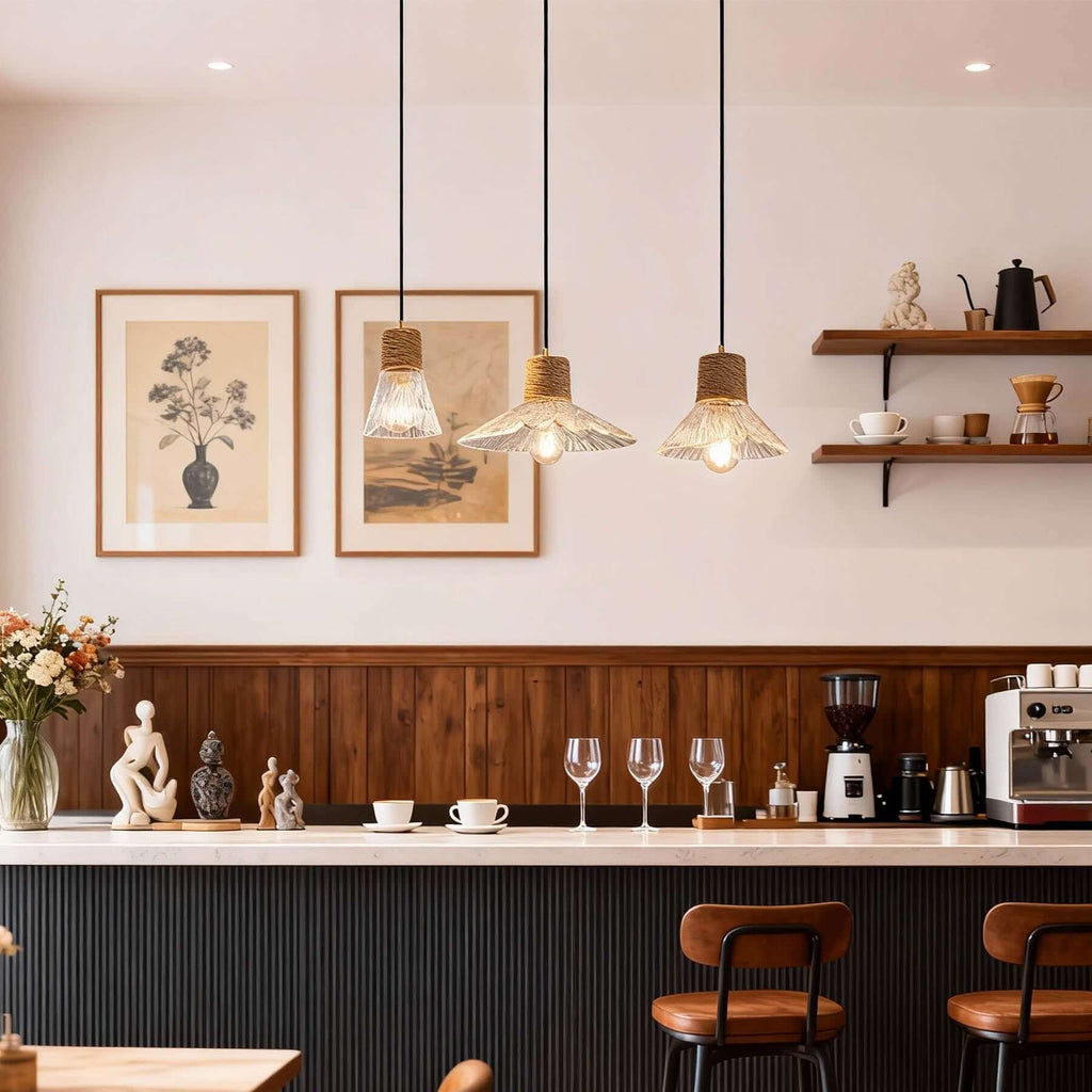 Xalivo Glass & Wood Pendant Lamp | Wabi-Sabi Multi-Model Hanging Light