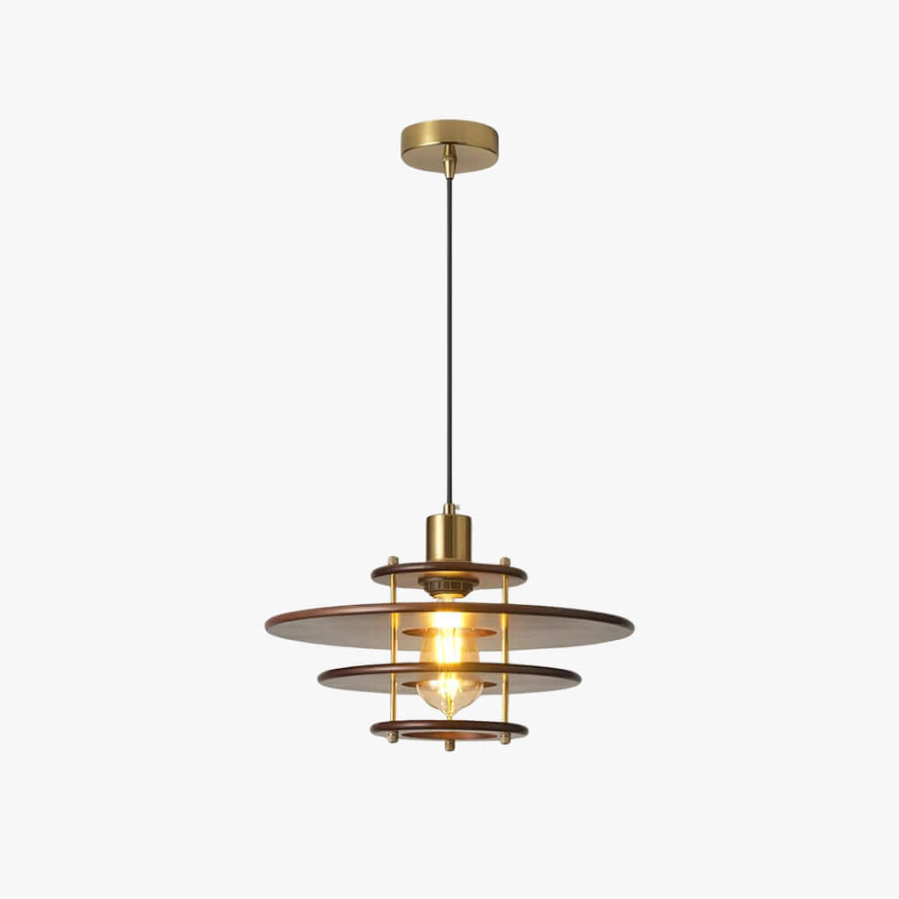 Xeruvo Metal & Wood Pendant Light | Sculptural Dining Room Hanging Lamp
