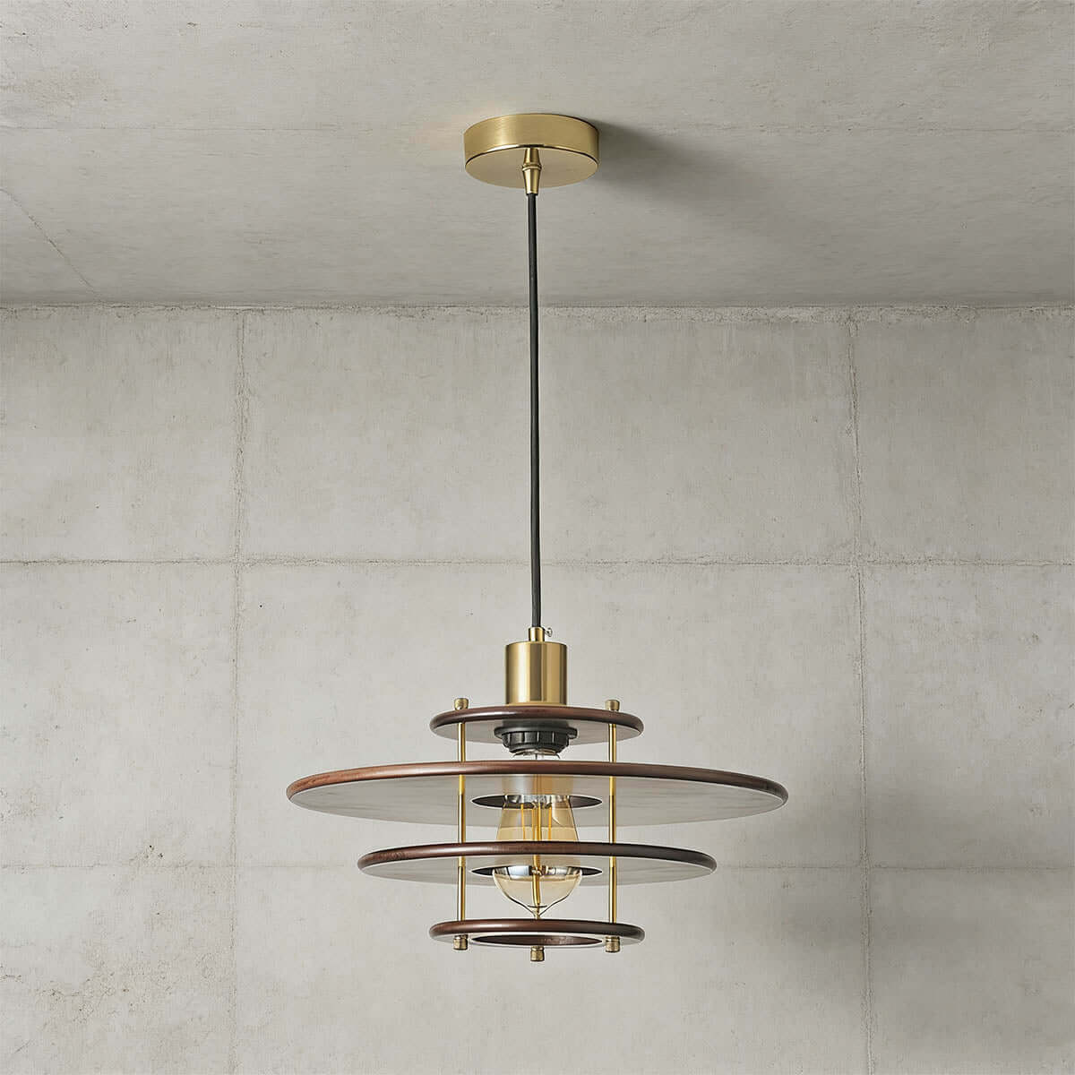 Xeruvo Metal & Wood Pendant Light | Sculptural Dining Room Hanging Lamp