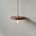 Xovira Wood Pendant Light | Retro Flat Disc Porch Hanging Lamp