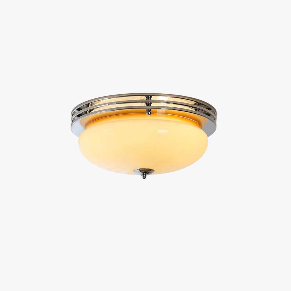 Zanivo Brass & Glass Ceiling Lamp | Circular Flush Mount Light