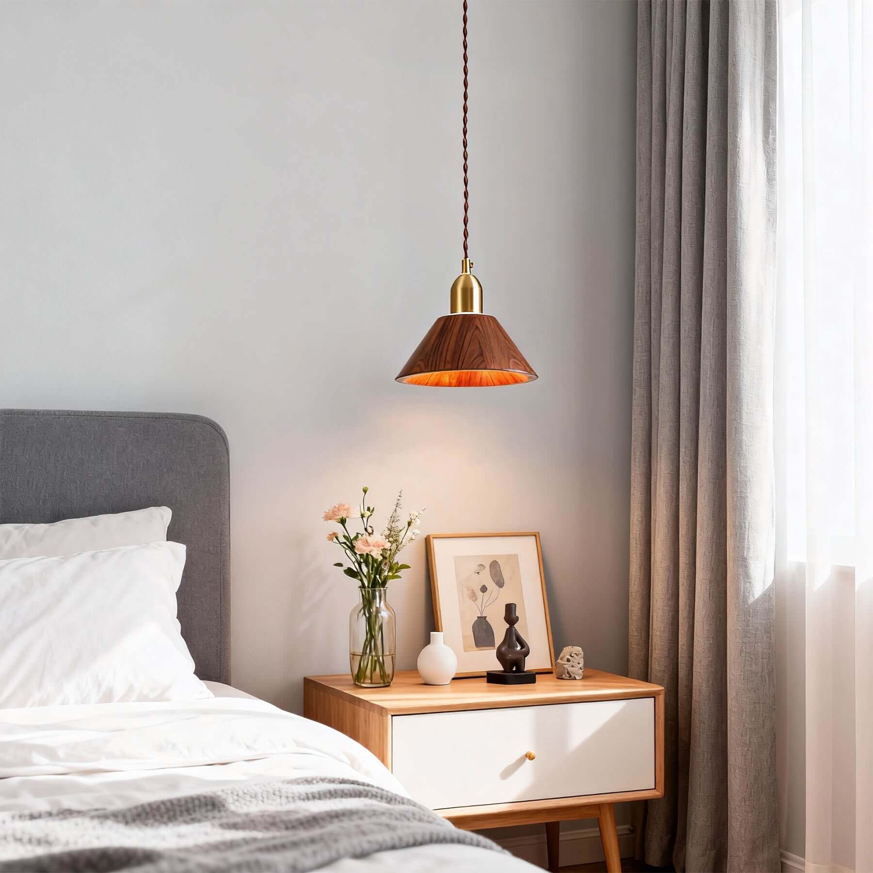 Zavro Wood Pendant Light | Scandinavian Small Hanging Lamp