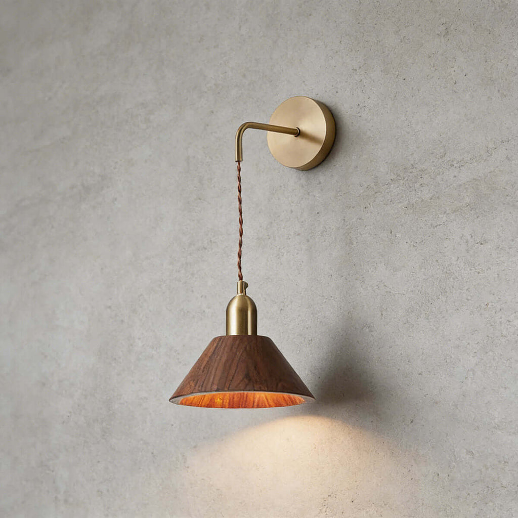 Zavro Wood Wall Light | Scandinavian Bedside Corner Sconce