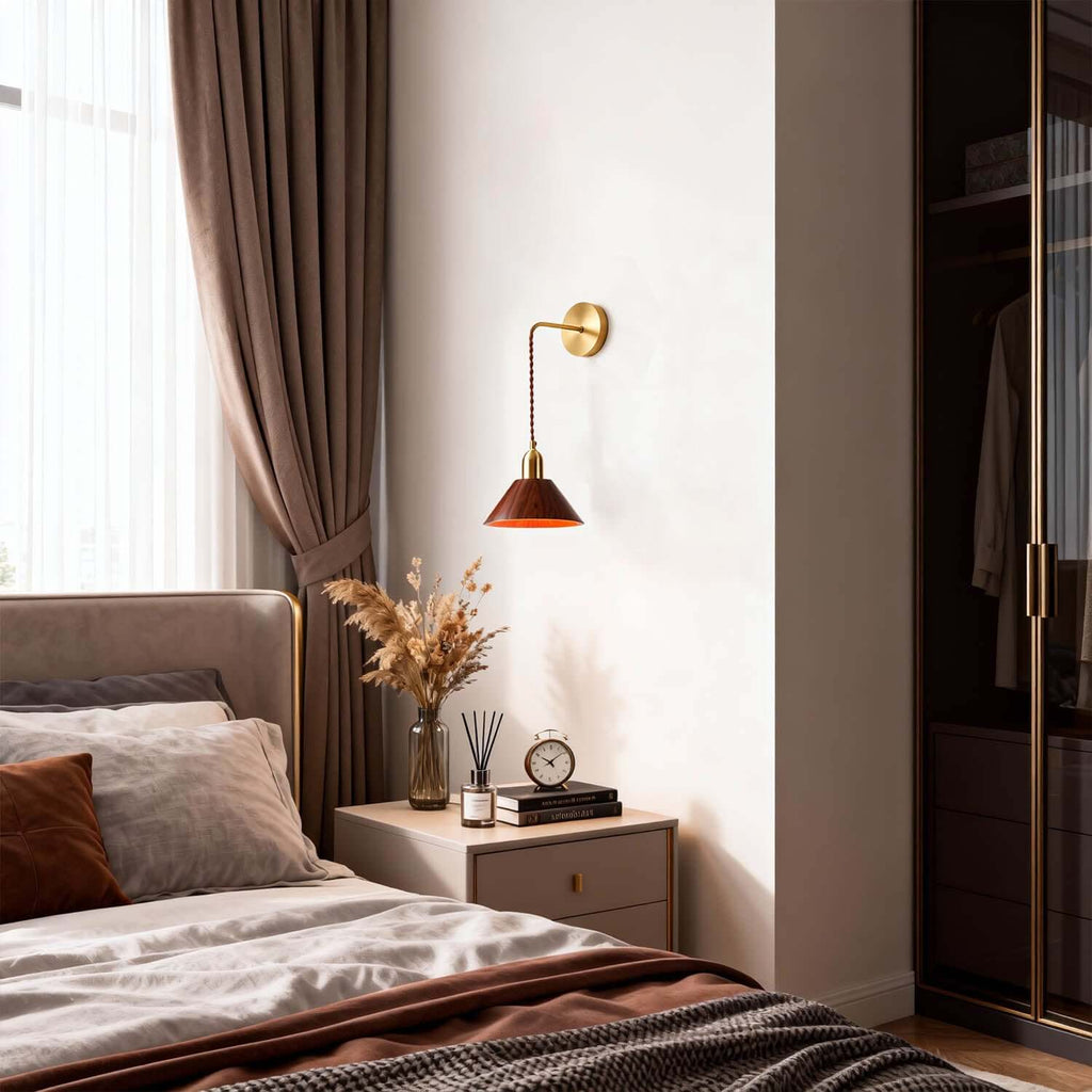 Zavro Wood Wall Light | Scandinavian Bedside Corner Sconce