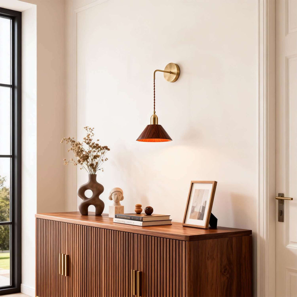 Zavro Wood Wall Light | Scandinavian Bedside Corner Sconce