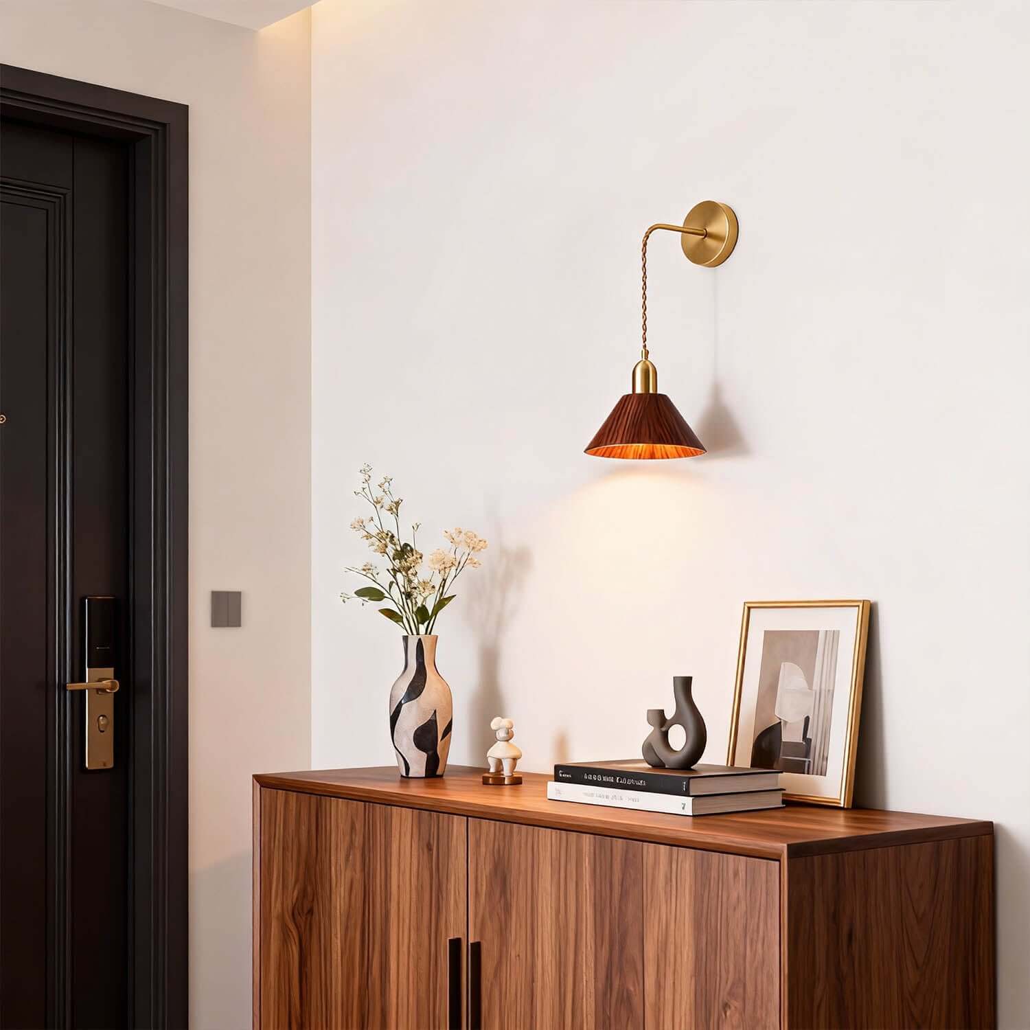 Zavro Wood Wall Light | Scandinavian Bedside Corner Sconce