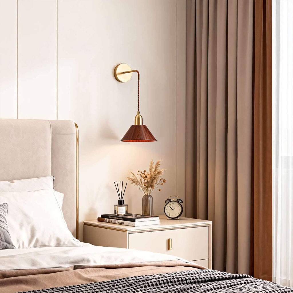 Zavro Wood Wall Light | Scandinavian Bedside Corner Sconce
