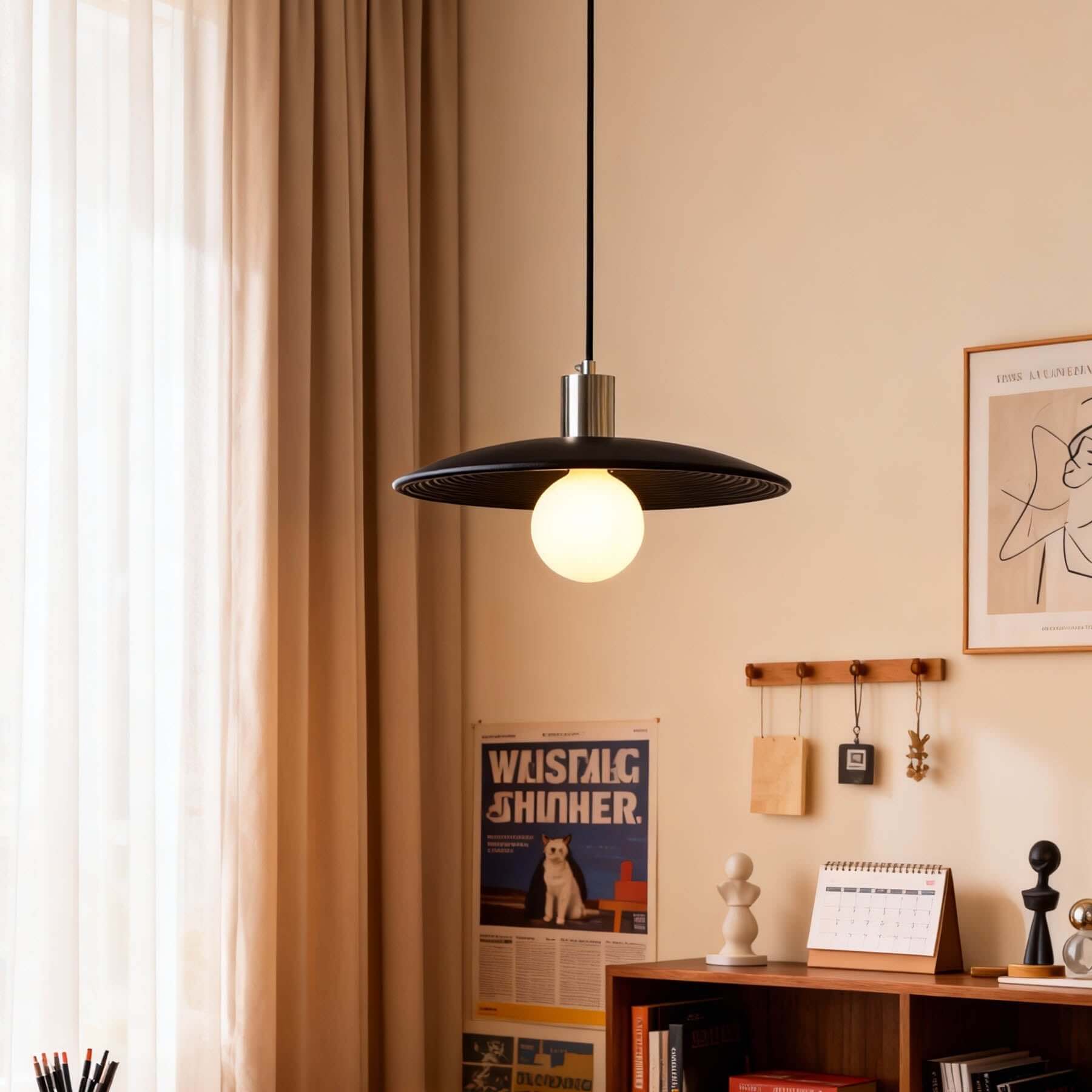 Zuremi Wood Disc Pendant Light | Wabi-Sabi Statement Hanging Lamp