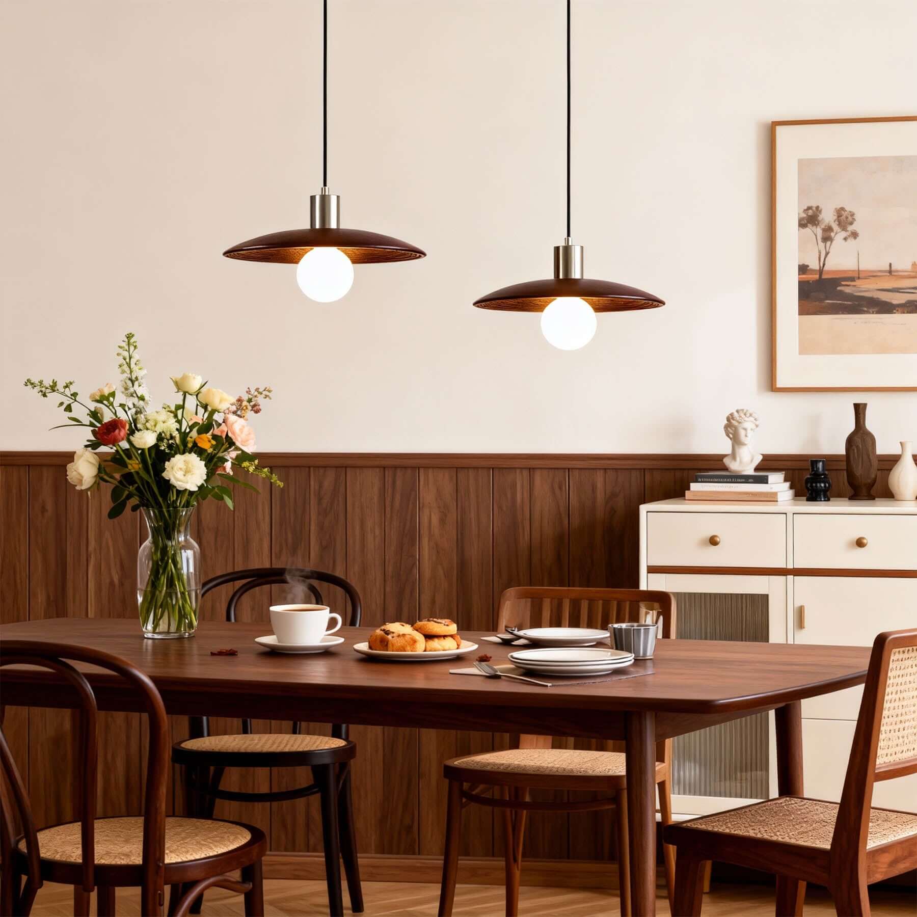 Zuremi Wood Disc Pendant Light | Wabi-Sabi Statement Hanging Lamp