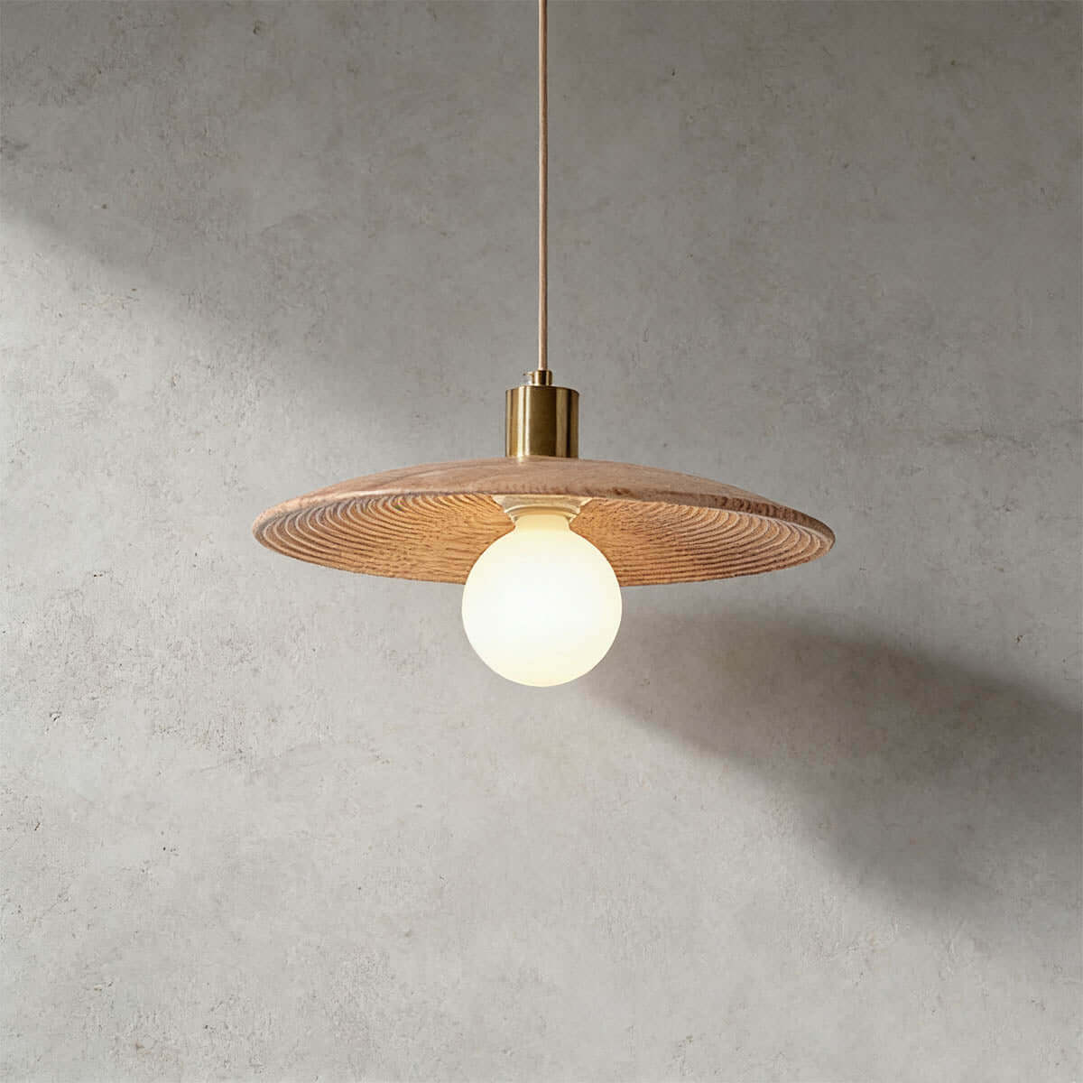Zuremi Wood Disc Pendant Light | Wabi-Sabi Statement Hanging Lamp