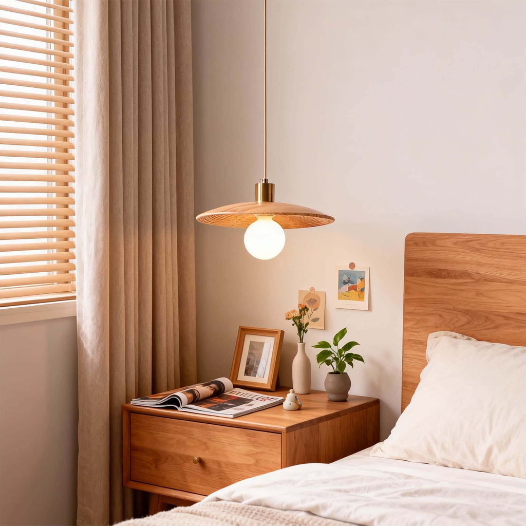 Zuremi Wood Disc Pendant Light | Wabi-Sabi Statement Hanging Lamp