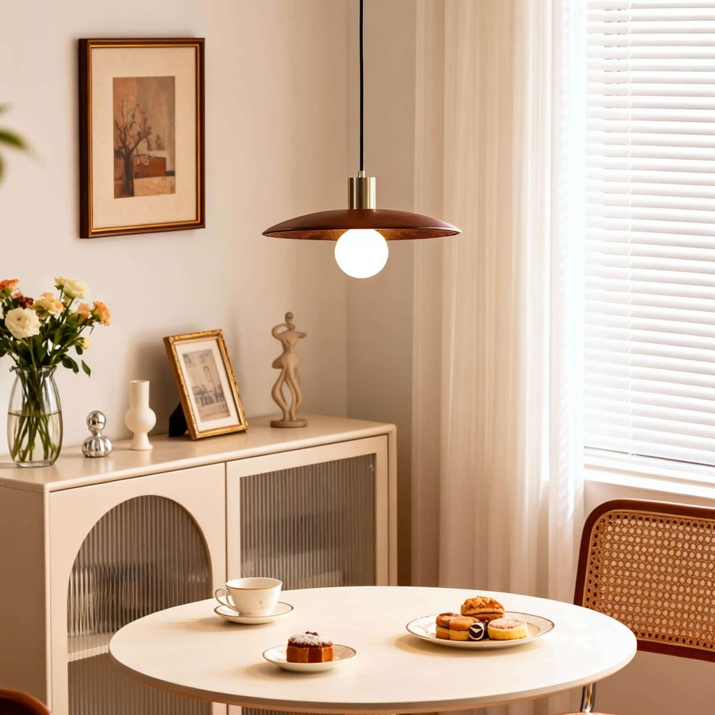 Zuremi Wood Disc Pendant Light | Wabi-Sabi Statement Hanging Lamp