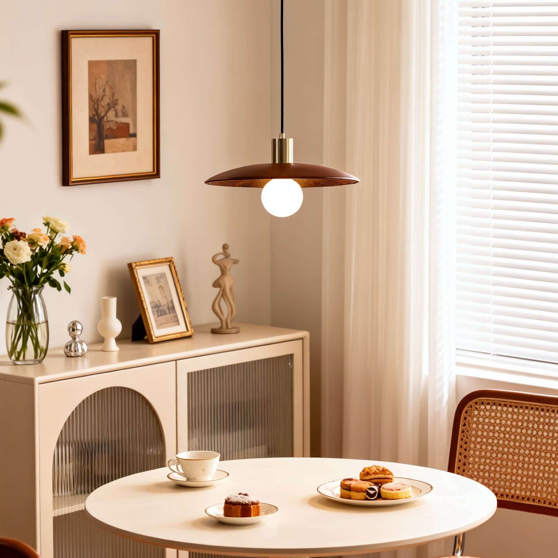 Zuremi Wood Disc Pendant Light | Wabi-Sabi Statement Hanging Lamp