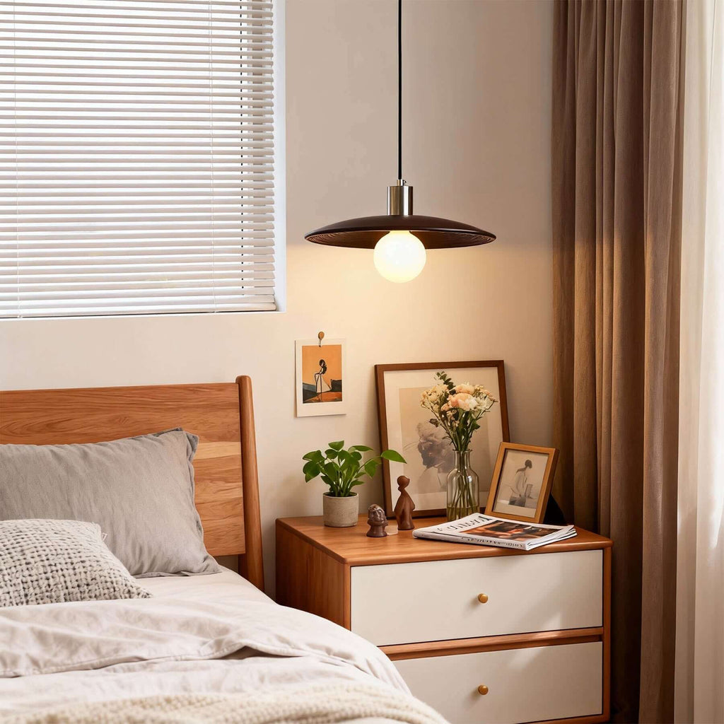 Zuremi Wood Disc Pendant Light | Wabi-Sabi Statement Hanging Lamp
