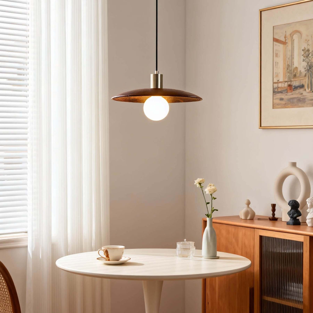 Zuremi Wood Disc Pendant Light | Wabi-Sabi Statement Hanging Lamp