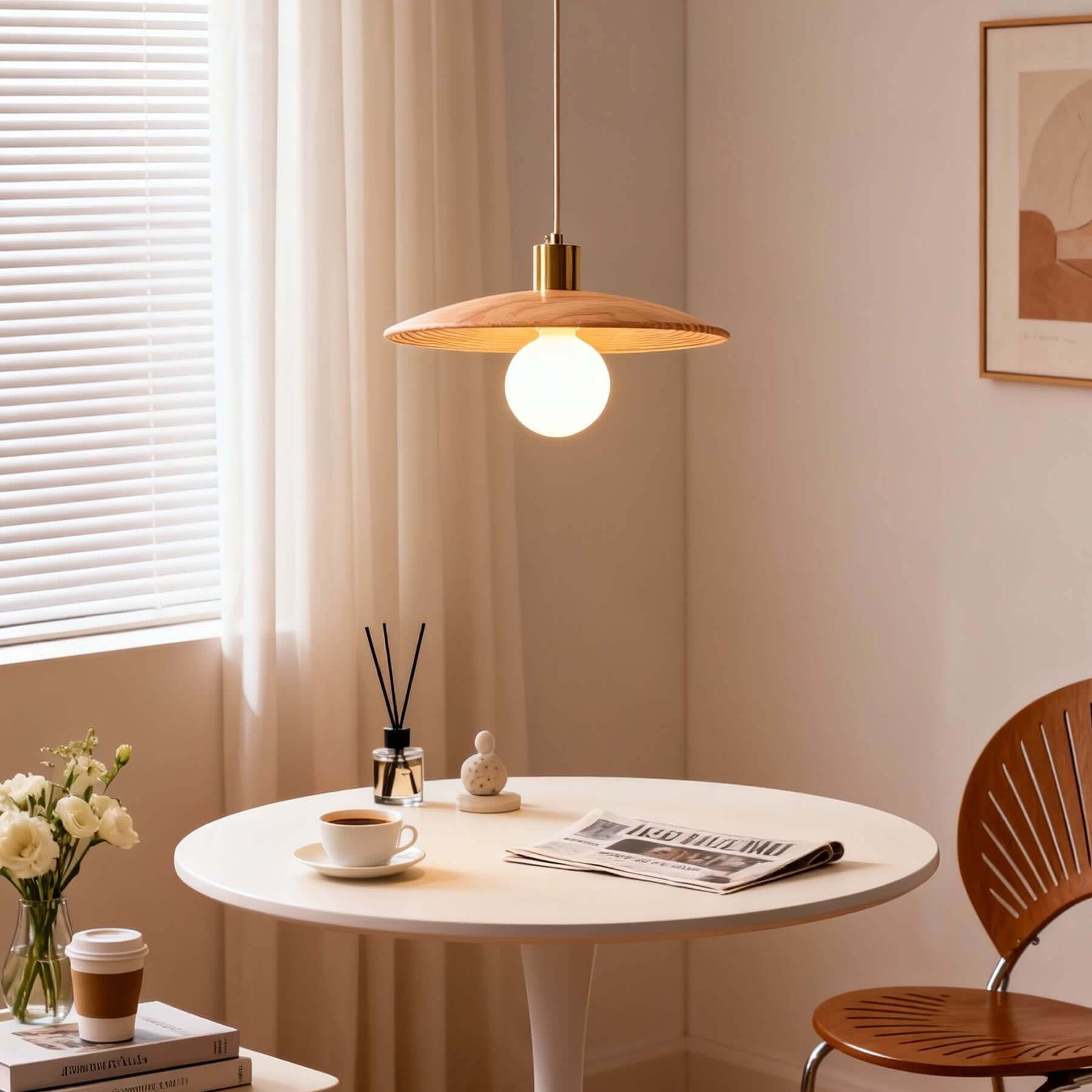 Zuremi Wood Disc Pendant Light | Wabi-Sabi Statement Hanging Lamp